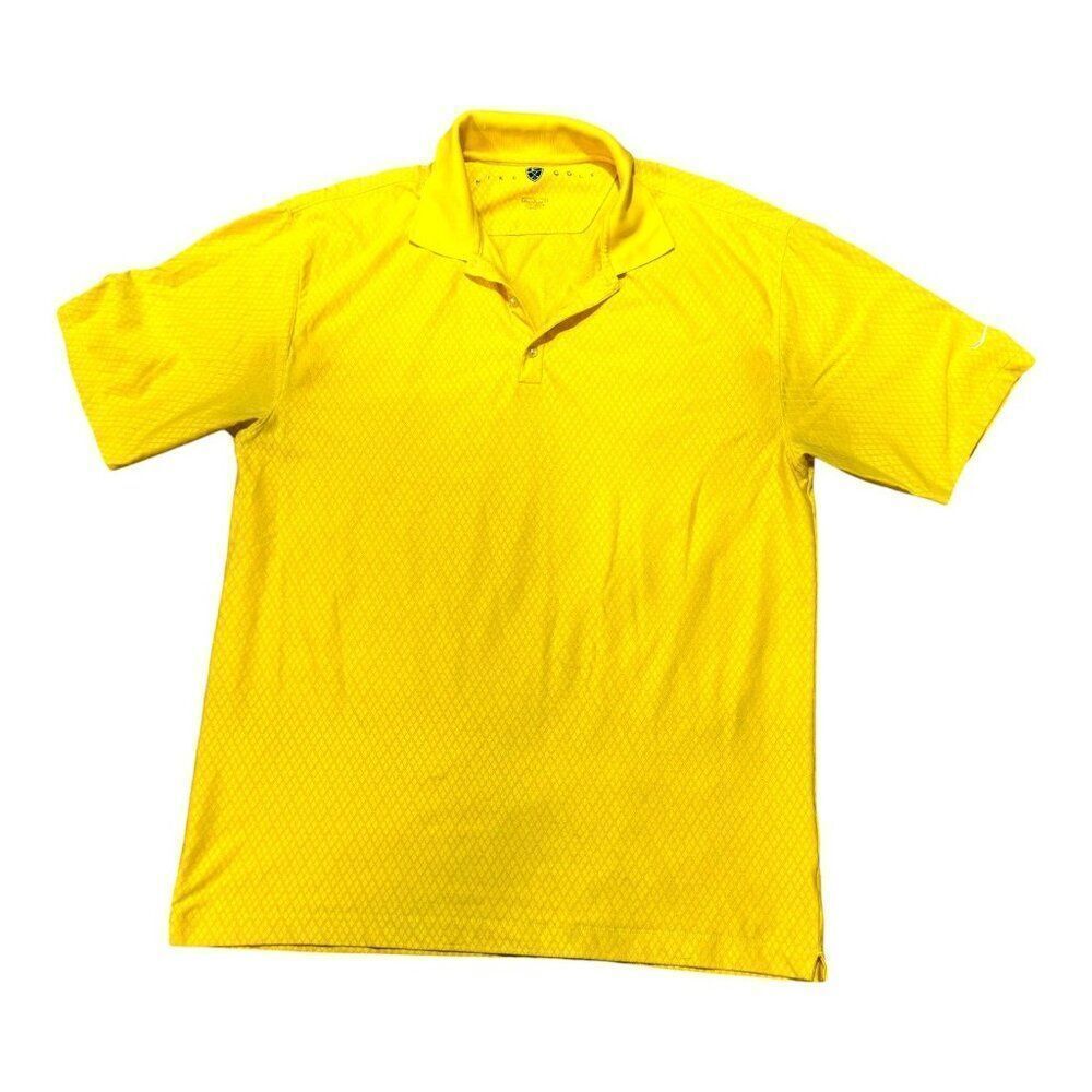 Nike Golf Yellow Polo Shirt Short Sleeve Mens Size XL Athletic Diamond Pattern